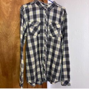 O'Neill Black and Yellow Plaid Button Down Shirt